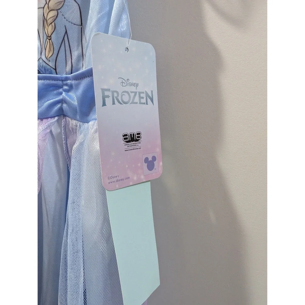 Disney Frozen Elsa Girls Nightgown Blue Purple Tulle Sleep Dress S 6/6X NEW